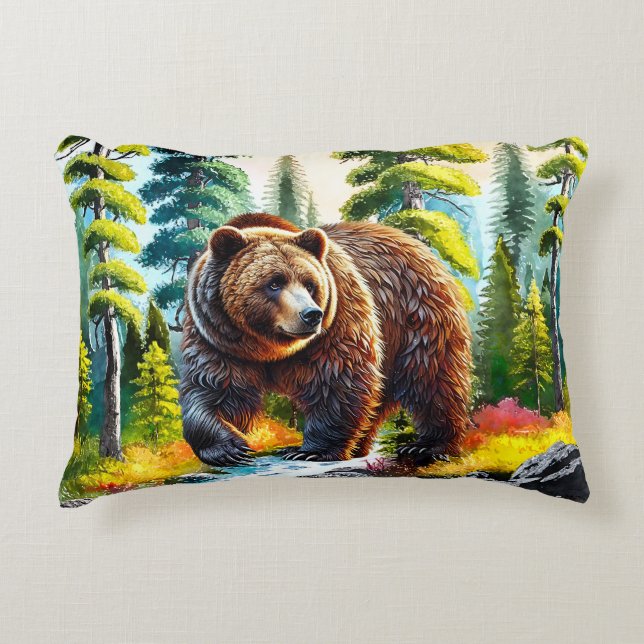 Süßer Wald Braunbär Dekokissen (Vorderseite)