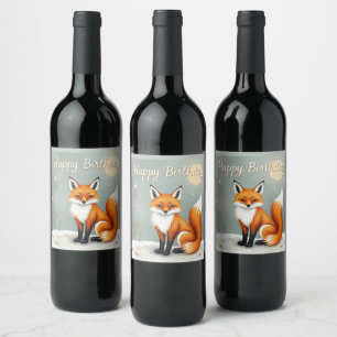Süßer Wald Fuchs Alles Gute zum Geburtstag Weinetikett