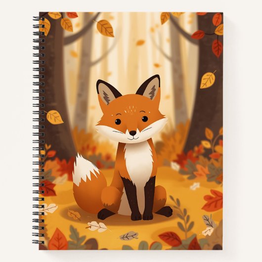 Süßer Wald Fuchs in herbstlichen Blättern Spiralbl Notizblock (Vorderseite)