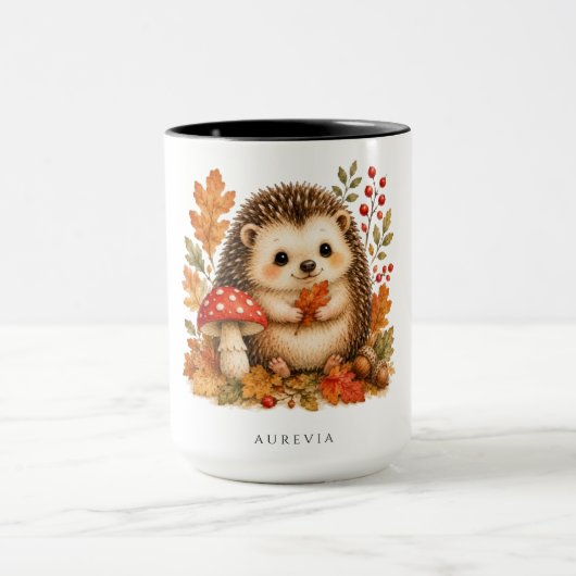 Süßer Wald-Igel-Wasserfarben-Becher mit Herbst Tasse (Zentrum)