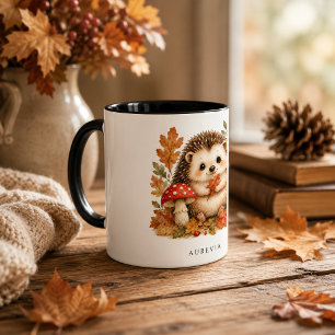 Süßer Wald-Igel-Wasserfarben-Becher mit Herbst Tasse
