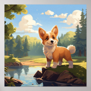 Süßer walisischer Corgi-Welpe Poster