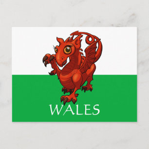 Süßer walisischer Drache Wales-Flagge Fügen Sie Ih Postkarte