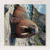 Süßer Walross auf einem Sandstrand Puzzle (Horizontal)