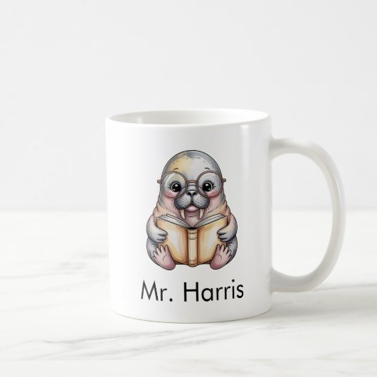 Süßer Walross-Lesebuch individuell Kaffeetasse (Rechts)