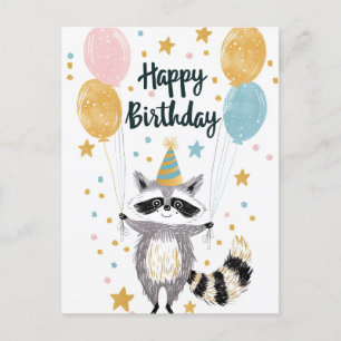 Süßer Waschbär Alles Gute zum Geburtstag  Postkarte