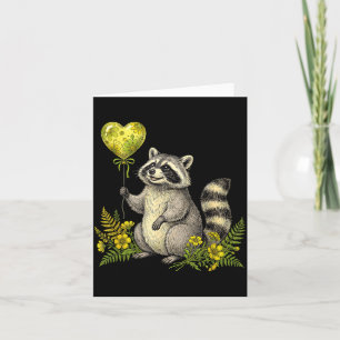 Süßer Waschbär-Ballon-Herz-Blumen-Süßer Waschbär L Karte