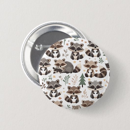 Süßer Waschbär Button (Vorne & Hinten)