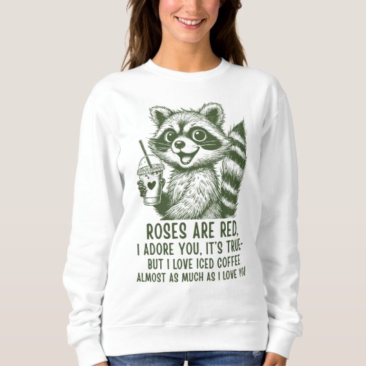 Süßer Waschbär-Eiskaffee-Liebe Sweatshirt (Vorderseite)
