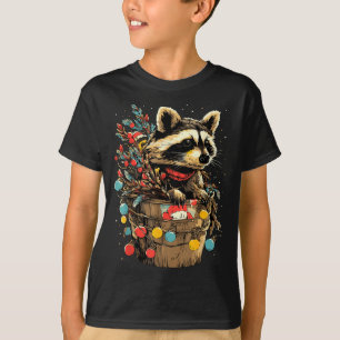 Süßer Waschbär Festliche Winterlandschaft Waldtier T-Shirt