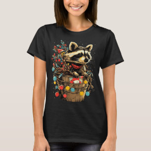 Süßer Waschbär Festliche Winterlandschaft Waldtier T-Shirt