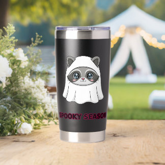 Süßer Waschbär-Geist Grusel-Saison Halloween Sweat Thermobecher