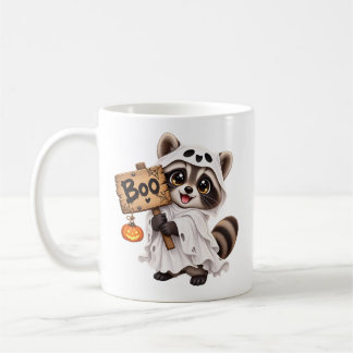 Süßer Waschbär-Geist-Halloween-BOO-Tasse Kaffeetasse