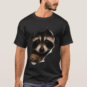 Süßer Waschbär Gesicht schaut hervor für Waschbär  T-Shirt