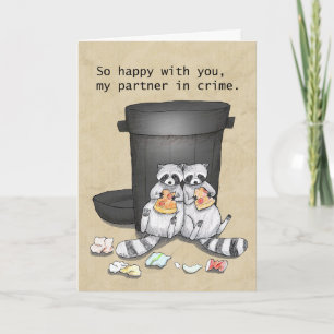 Süßer Waschbär-Komplize zum Valentinstag Karte