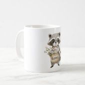 Süßer Waschbär-Korbb-Blumen Kaffeetasse (Vorderseite Links)