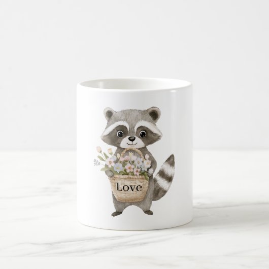 Süßer Waschbär-Korbb-Blumen Kaffeetasse (Mittel)