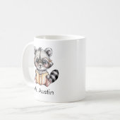 Süßer Waschbär liest ein Buch Custom Kaffeetasse (Vorderseite Links)