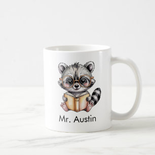 Süßer Waschbär liest ein Buch Custom Kaffeetasse
