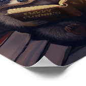 Süßer Waschbär liest ein Buch Poster (Ecke)