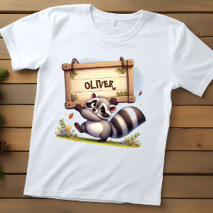 Süßer Waschbär mit anpassbarem Namensschild Baby T-shirt