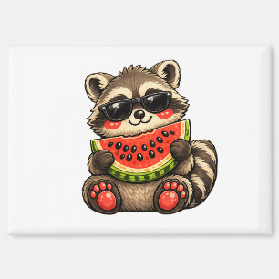 Süßer Waschbär mit Wassermelone Magnet