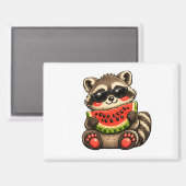 Süßer Waschbär mit Wassermelone Magnet (Vorderseite/Rückseite)