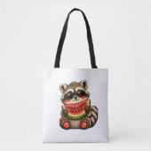 Süßer Waschbär mit Wassermelone Tasche (Vorderseite)