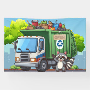 Süßer Waschbär und "Food"-Truck Banner