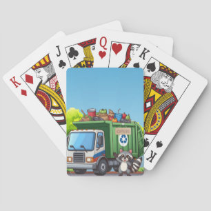 Süßer Waschbär und "Food"-Truck Spielkarten