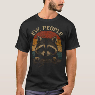 Süßer Waschbär Vintage-Sonnenuntergang Tier Kunst  T-Shirt