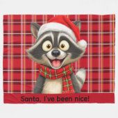 Süßer Waschbär Weihnachtsmann ich war brav Fleecedecke (Vorderseite (Horizontal))