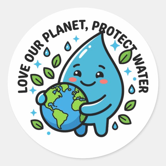 Süßer Wasser-Tropfen Earth Day Planet Aufkleber (Vorderseite)