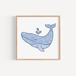 Süßer Wasserfarb-Blauwalf-Nursery-Kunstdruck Poster