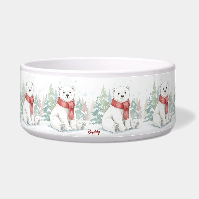 Süßer Wasserfarb-Eisbär-Pet Napf (Vorderseite)