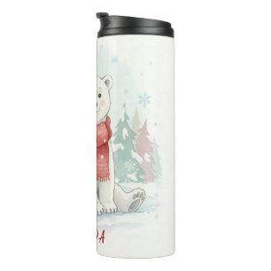 Süßer Wasserfarb-Eisbär-Winter Thermosbecher
