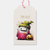 Süßer Wasserfarb-Patchwork-Geister-Halloween Geschenkanhänger (Rückseite)