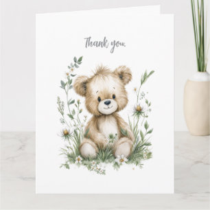 Süßer Wasserfarb-Teddybär mit Wildblumen Dankeskarte