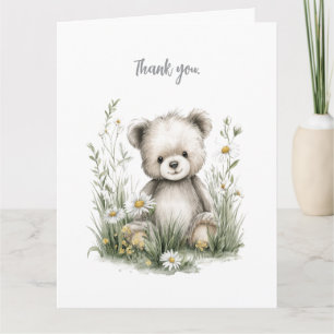 Süßer Wasserfarb-Teddybär mit Wildblumen Dankeskarte