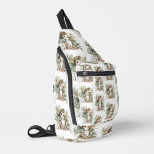 Süßer Wasserfarbe-Baby-Tier-Alphabet-Affe Crossbody Bag