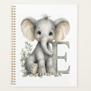 Süßer Wasserfarbe-Baby-Tier-Alphabet-Elefant Planer