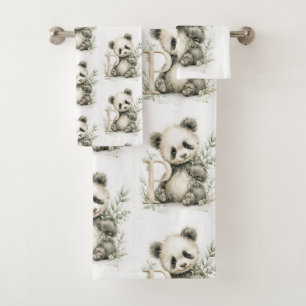 Süßer Wasserfarbe-Baby-Tier-Alphabet-Panda Badhandtuch Set