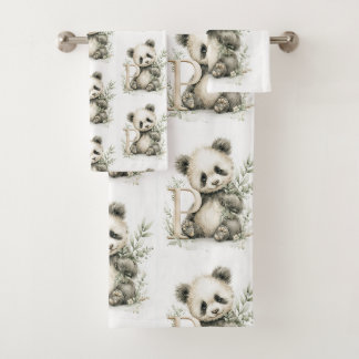 Süßer Wasserfarbe-Baby-Tier-Alphabet-Panda Badhandtuch Set