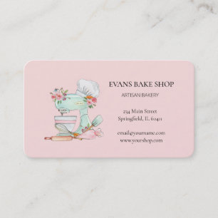 Süßer Wasserfarbe Bakers Pink Mixer Visitenkarte