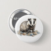 Süßer Wasserfarbe-Dachs-Waldtier-Knopf Button (Vorne & Hinten)