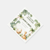 Süßer Wasserfarbe-Dinosaurier schlüpft bald Junge Serviette (Ecke)