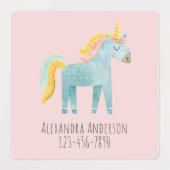 Süßer Wasserfarbe-Einhorn-Mädchen-Name Etiketten (Design 1)