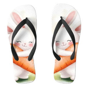 Süßer Wasserfarbe-Osterhase mit Karotte Badesandalen