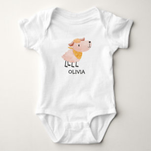 Süßer Wasserfarbe-Schaf- und Namens-Baby-Bodysuit Baby Strampler