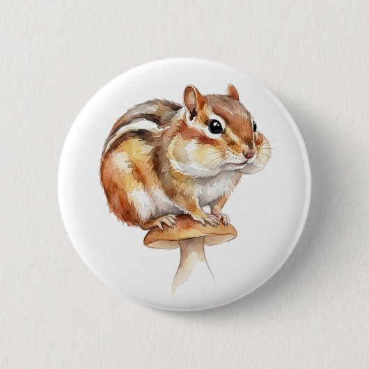 Süßer Wasserfarbe-Streifenhörnchen-Waldtier-Knopf Button (Vorderseite)